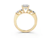Princess Cut Five Stone Engagement Ring Setting | Prong Set Side Stones | Yellow Gold