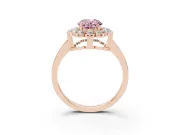 Oval Scalloped Cluster Halo Engagement Ring Setting for a Fancy Pink Lab-Grown Diamond | Plain Band | Rose Gold