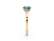 Fancy Blue Radiant Cut Diamond Solitaire Ring Set in Yellow gold with Prong Setting and Classic Band