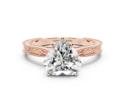 Heart-Shaped Engraved Solitaire Engagement Ring Setting | Milgrain Edges | Rose Gold