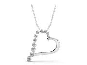 Round Lab-Grown Diamond Graduated Half-Set Open Heart Pendant | Polished Wire Side | White Gold