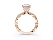 Princess Cut Vintage Engagement Ring Setting for a Fancy Pink Lab-Grown Diamond | Graduated Stations | Rose Gold