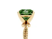 Princess Cut Twisted Engagement Ring Setting for a Fancy Green Lab-Grown Diamond | Beaded Twist | Yellow Gold