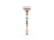 Asscher Cut Pavé Solitaire Engagement Ring Setting | Alternating Accents | Rose Gold