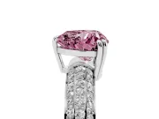 Heart-Shaped Three Row Pave Engagement Ring Setting for a Fancy Pink Lab-Grown Diamond | White Gold