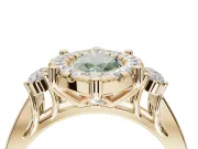 Marquise Halo Engagement Ring Setting for a Fancy Green Lab-Grown Diamond | Graduated Channel Band | Yellow Gold