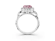 Fancy Pink Heart Cut Diamond Halo Ring Set in Silver with Scrollwork Band and Prong Setting