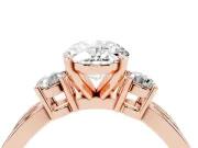 Three-Stone Oval Cut Diamond Twist Band Ring Set in Rose gold with Pavé Accents and Prong Setting