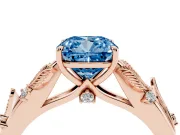 Cushion Cut Leaf Solitaire Engagement Ring Setting for a Fancy Blue Lab-Grown Diamond | Rose Gold