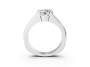 Round Half Bezel Solitaire Engagement Ring Setting | Wide Band | Platinum