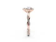 Heart-Shaped Twisted Halo Engagement Ring Setting | Pavé and Plain Strands | Rose Gold