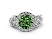 Round Halo Engagement Ring Setting for a Fancy Green Lab-Grown Diamond | Sterling Silver - Design NV-24754