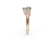 Heart-Shaped Three Stone Engagement Ring Setting for a Fancy Green Lab-Grown Diamond | Plain Band | Rose Gold