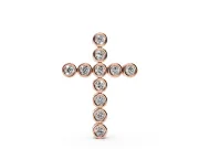 Round Lab-Grown Diamond Bezel Cross Pendant Necklace | Linked Round Bezels | Rose Gold