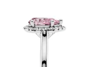 Pear-Shaped Halo Engagement Ring Setting for a Fancy Pink Lab-Grown Diamond | Plain Polished Band | Platinum