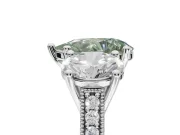 Pear-Shaped Vintage Three Stone Engagement Ring Setting for a Fancy Green Lab-Grown Diamond | Graduated Pavé | Platinum