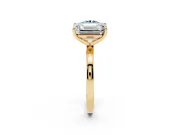 Fancy Blue Round Cut and Emerald Cut Toi Moi Ring Set in Yellow gold with Prong Setting