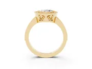 Heart-Shaped Double Milgrain Halo Engagement Ring Setting | Pave Band | Yellow Gold
