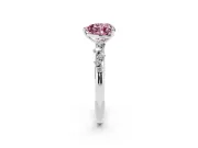 Fancy Pink Heart Cut Diamond Cluster Solitaire Ring Set in White gold with Prong Setting