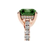 Asscher Cut Hidden Halo Pave Engagement Ring Setting for a Fancy Green Lab-Grown Diamond | Claw Prongs | Rose Gold