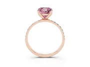 Princess Cut Pave Engagement Ring Setting for a Fancy Pink Lab-Grown Diamond | Slim Band | Rose Gold