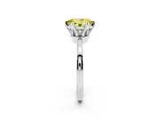 Fancy Yellow Oval Cut Diamond Solitaire Engagement Ring Set in White gold with Slim Tapered Solitaire Band