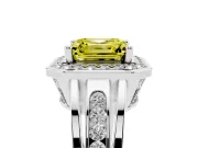 Asscher Cut Halo Engagement Ring Setting for a Fancy Yellow Lab-Grown Diamond | Channel-Set Split Shank | Platinum