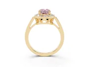 Oval Halo Engagement Ring Setting for a Fancy Pink Lab-Grown Diamond | Polished Halo Rim | Yellow Gold