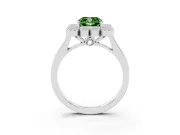 Cushion Cut Milgrain Cluster Halo Engagement Ring Setting for a Fancy Green Lab-Grown Diamond | Plain Band | White Gold