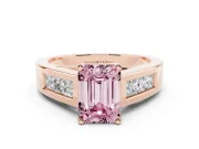 Emerald Cut Channel-Set Engagement Ring Setting for a Fancy Pink Lab-Grown Diamond | Rose Gold