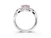 Princess Cut Bypass Solitaire Engagement Ring Setting for a Fancy Pink Lab-Grown Diamond | Pavé Strands | White Gold