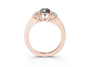 Pear-Shaped Three Stone Engagement Ring Setting for a Black Center | Plain Band | Rose Gold