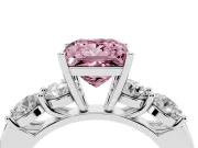 Princess Cut Five Stone Engagement Ring Setting for a Fancy Pink Lab-Grown Diamond | Prong Set Side Stones | White Gold
