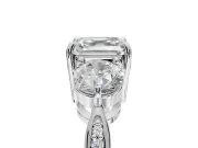 Asscher Cut Three Stone Engagement Ring Setting | Tapered Pave Band | Platinum