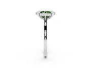Round Halo Engagement Ring Setting for a Fancy Green Lab-Grown Diamond | Claw Corners | White Gold
