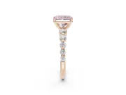 Radiant Cut Graduated Side Stone Engagement Ring Setting for a Fancy Pink Lab-Grown Diamond | Rose Gold