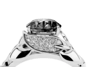 Round Leaf Bypass Engagement Ring Setting for a Black Center | Pavé Leaf Accents | Platinum