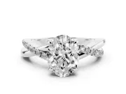 Oval Pavé Twist Engagement Ring Setting | Crossover Band | White Gold
