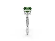 Fancy Green Asscher Cut Diamond Solitaire Twisted Pavé Ring Set in Silver with Prong Setting