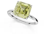 Asscher Cut Hidden Halo Ring Setting for a Fancy Yellow Lab-Grown Diamond | Platinum