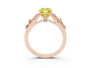 Cushion Cut Leaf Solitaire Engagement Ring Setting for a Fancy Yellow Lab-Grown Diamond | Rose Gold