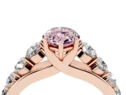 Marquise Graduated Side Stone Engagement Ring Setting for a Fancy Pink Lab-Grown Diamond | Flat Top Band | Rose Gold