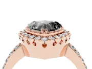 Heart-Shaped Milgrain Halo Engagement Ring Setting for a Black Center | Pavé Shoulders | Rose Gold