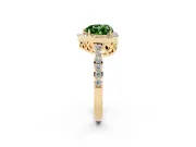 Heart-Shaped Halo Pave Engagement Ring Setting for a Fancy Green Lab-Grown Diamond | Heart Cutout Gallery | Yellow Gold