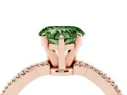Fancy Green Heart Cut Diamond Solitaire Ring Set in Rose gold with Twisted Band and Bead Prong Setting