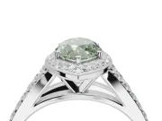 Marquise Halo Pavé Engagement Ring Setting for a Fancy Green Lab-Grown Diamond | Narrow Split Shank | White Gold