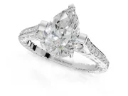 Pear-Shaped Vintage Cathedral Engagement Ring Setting | Carved Band | Sterling Silver