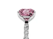 Princess Cut Pave Engagement Ring Setting for a Fancy Pink Lab-Grown Diamond | Slim Band | Platinum