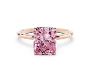 Radiant Cut Thin Solitaire Engagement Ring Setting for a Fancy Pink Lab-Grown Diamond | Straight Plain Band | Rose Gold