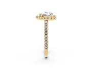 Heart-Shaped Pave Halo Engagement Ring Setting | Pave Band | Yellow Gold